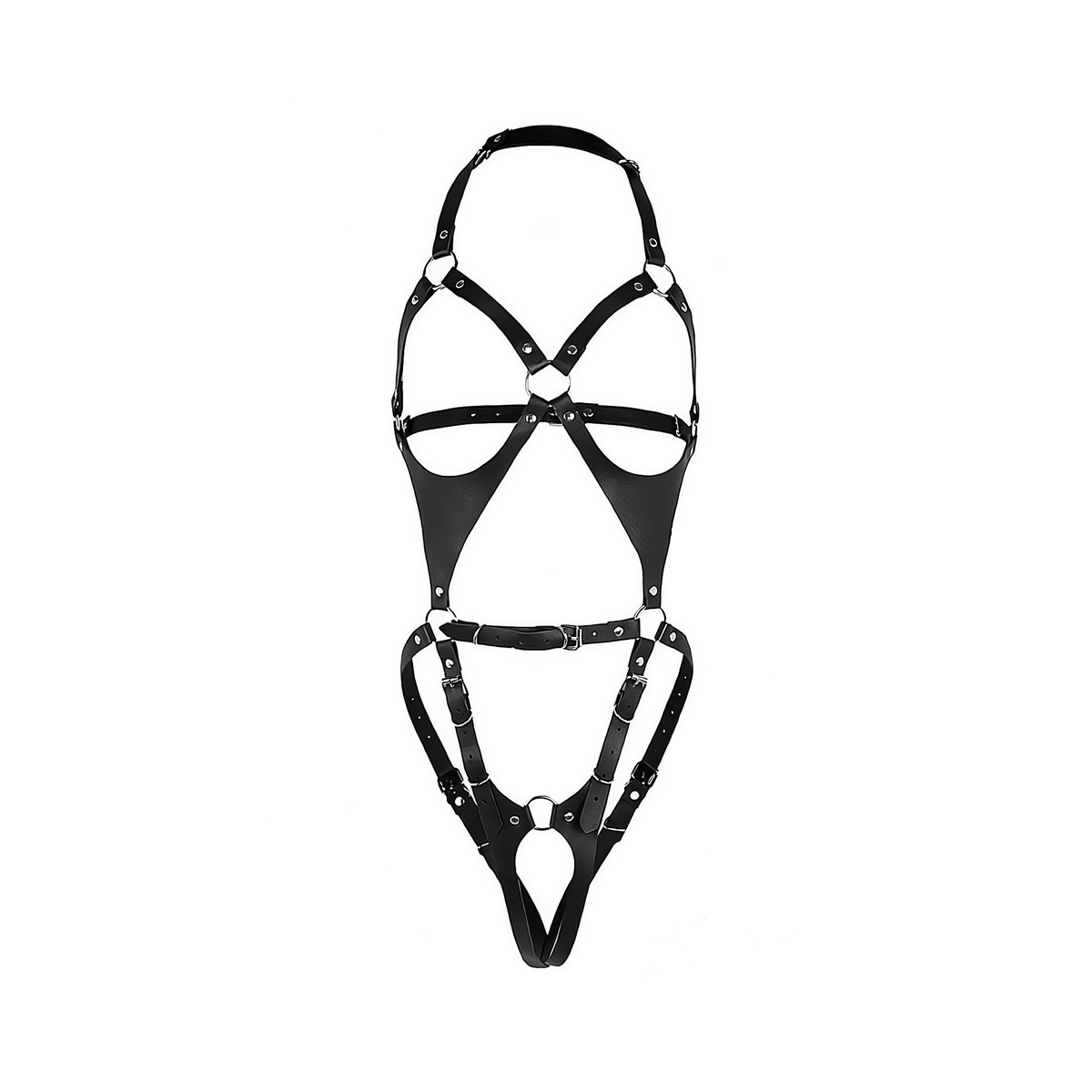 Harness Corporal Estruturado em couro Sintético com Argolas e Rebites - SI | Tamanho Único - 2
