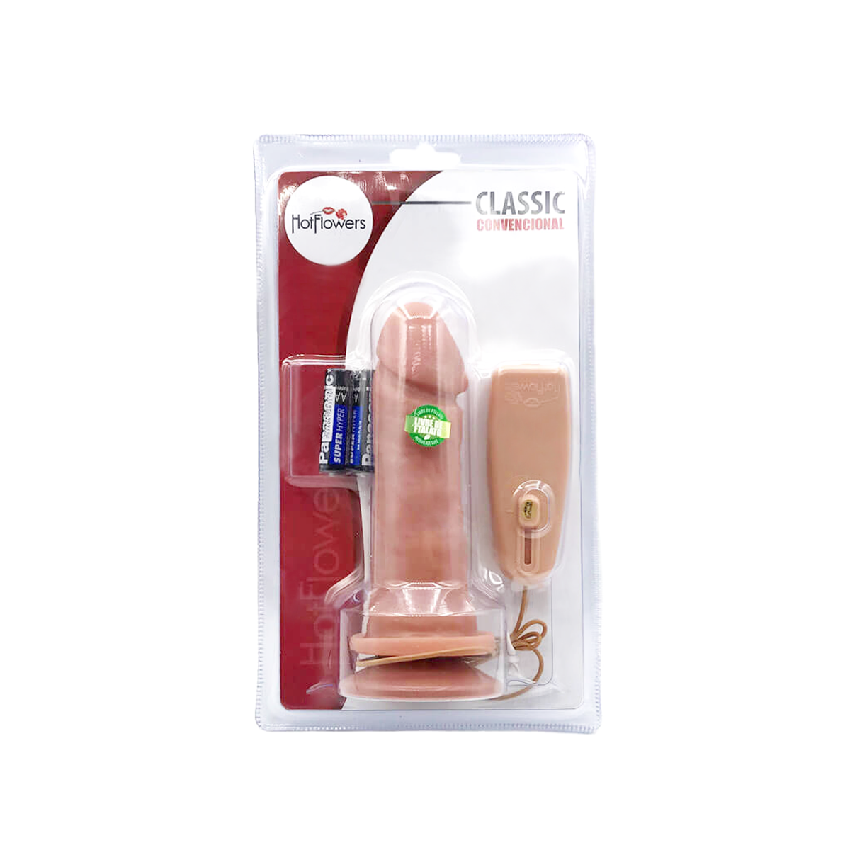 Prótese Peniana Realística com Ventosa, Vibração Multivelocidade e Controle - Hot Flowers Classic Convencional | 14,3 x 4 cm - 5