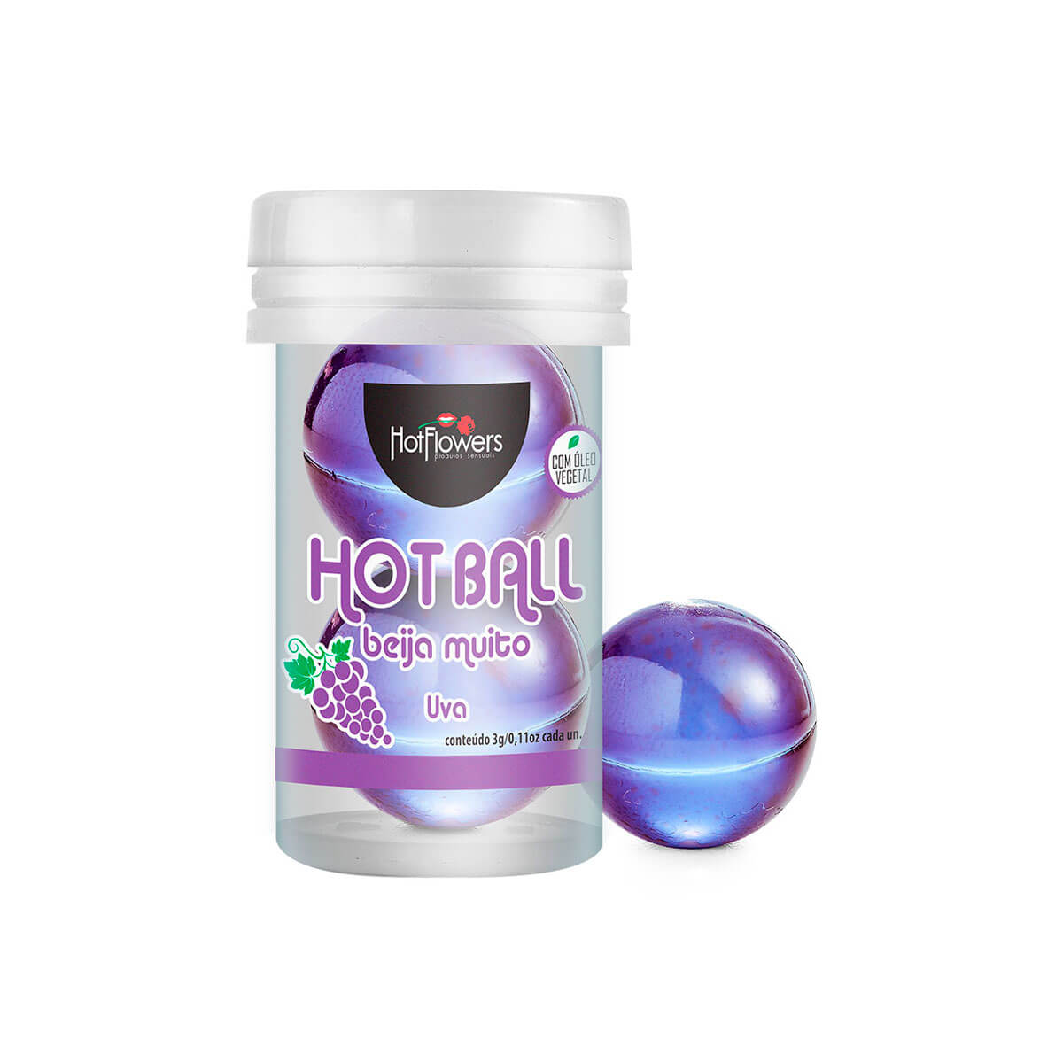 Bolinhas Explosivas com Óleos Corporais Beijáveis Aromatizados - Hot Flowers Hot Ball Beija Muito - 2 Unidades | Disponível em 7 Sabores - 1