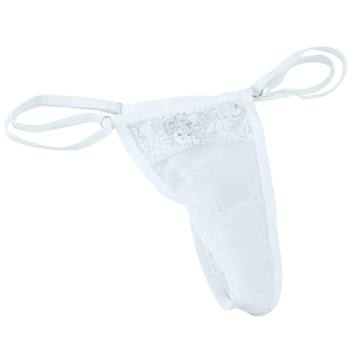 Cinta Liga em Renda Branca com Persex e Calcinha Fio Dental em Tule Transparente - InNamorata Love Items | Tamanho Único - 2