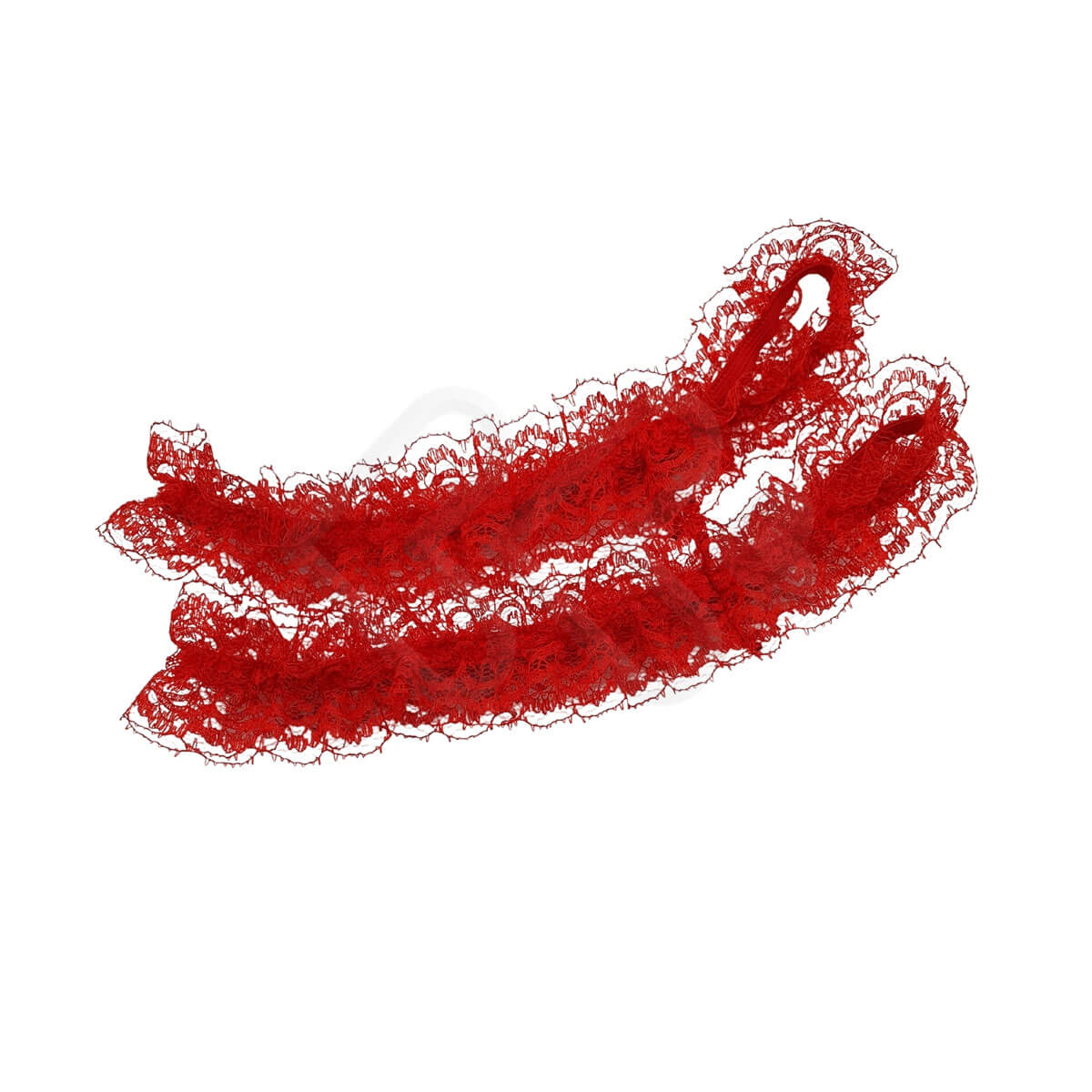 Cinta Liga Vermelha em Renda Guipir com Persex e Calcinha Fio Dental em Tule Transparente - InNamorata Love Items | Tamanho Único - 5