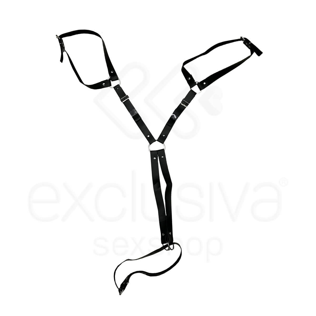 Cinta Liga em Couro Ecológico com Par de Tornozeleiras e Venda para os Olhos  - InNamorata Sex Night Harness | Tamanho Único - 2