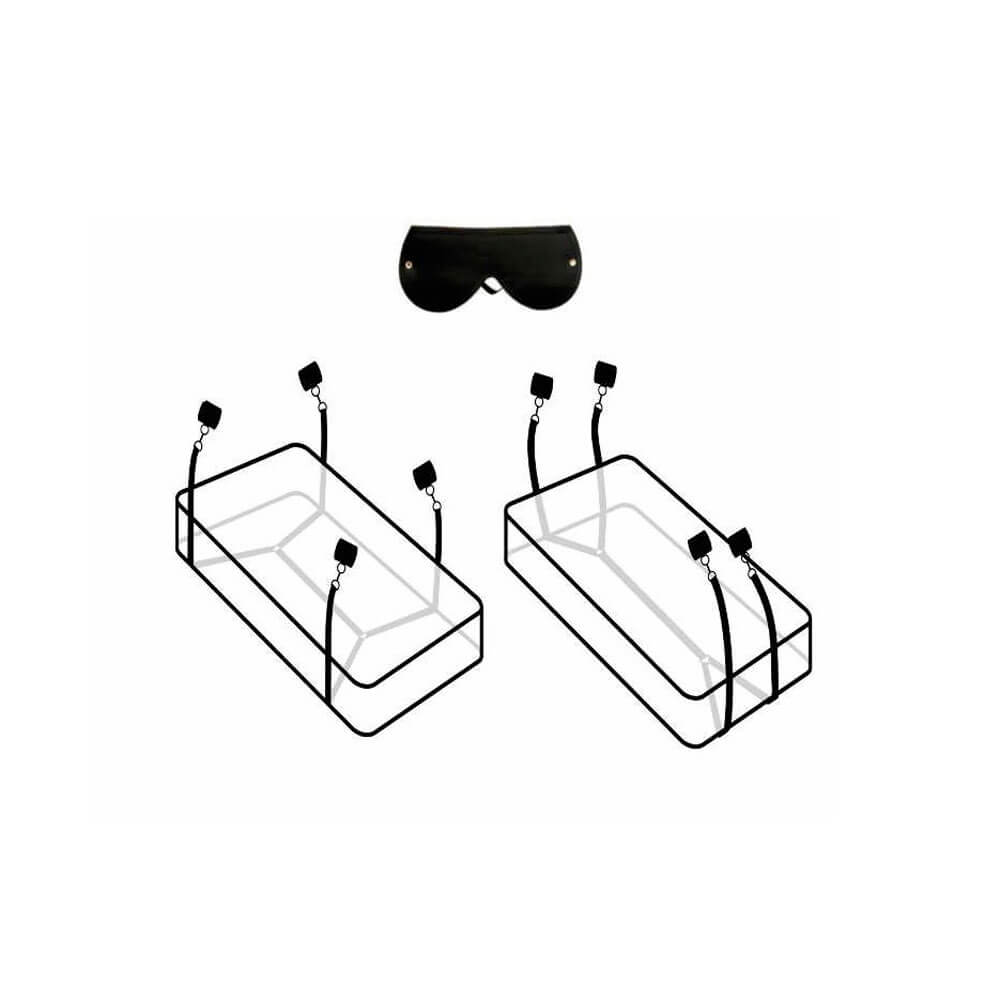 Kit com 4 Amarras para Cama em Couro Ecológico com Venda para os Olhos - InNamorata Sex Night Kama - - 2