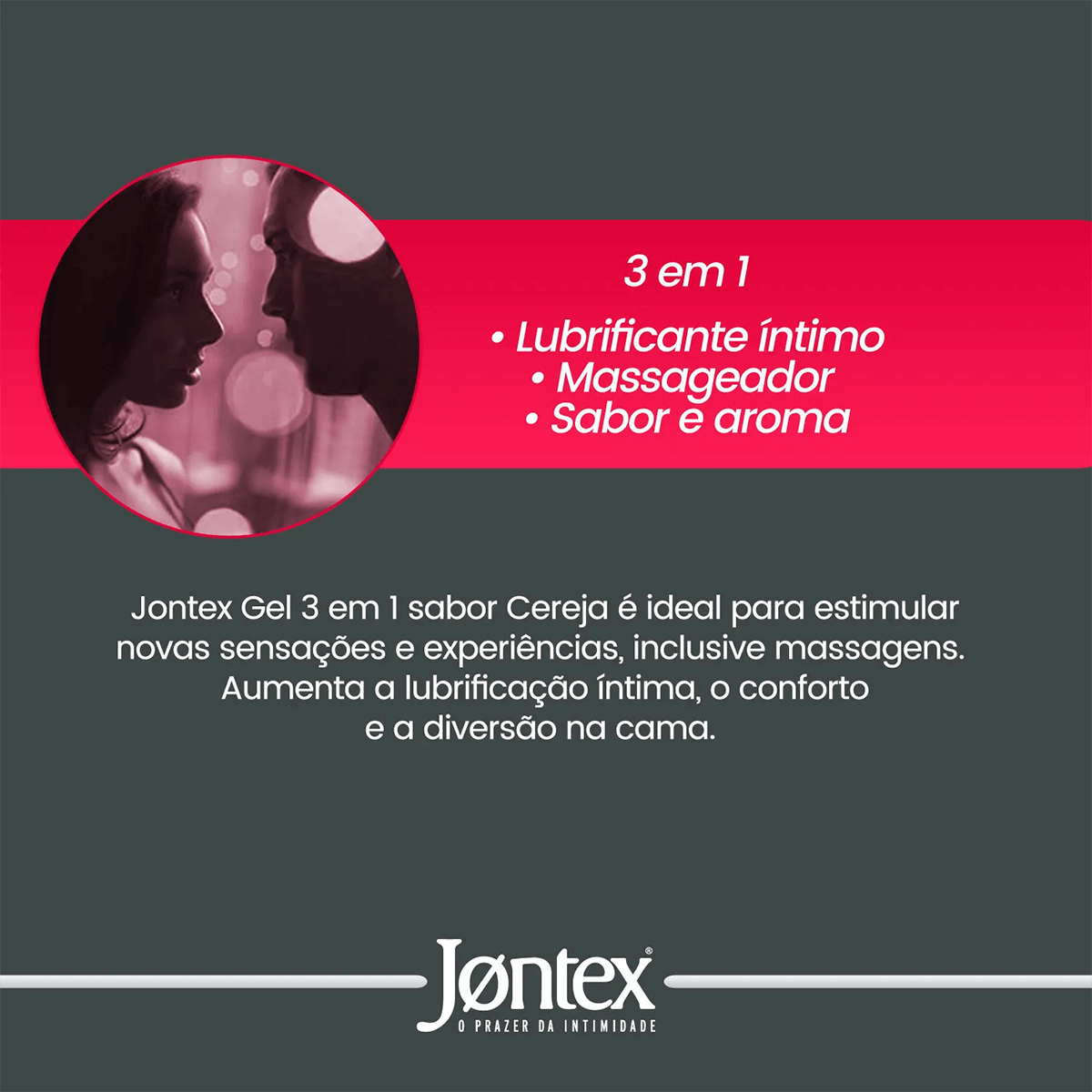 Gel Lubrificante Íntimo Beijável no Sabor de Cereja, à Base D'Água e Pode ser Usado com Preservativo - Jontex Gel | 50g - 2