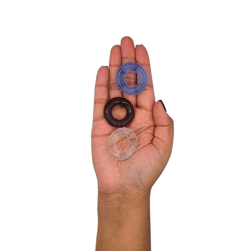 Kit com 3 Anéis Peniano em Silicone - 1,6 x 3,3 cm - 6