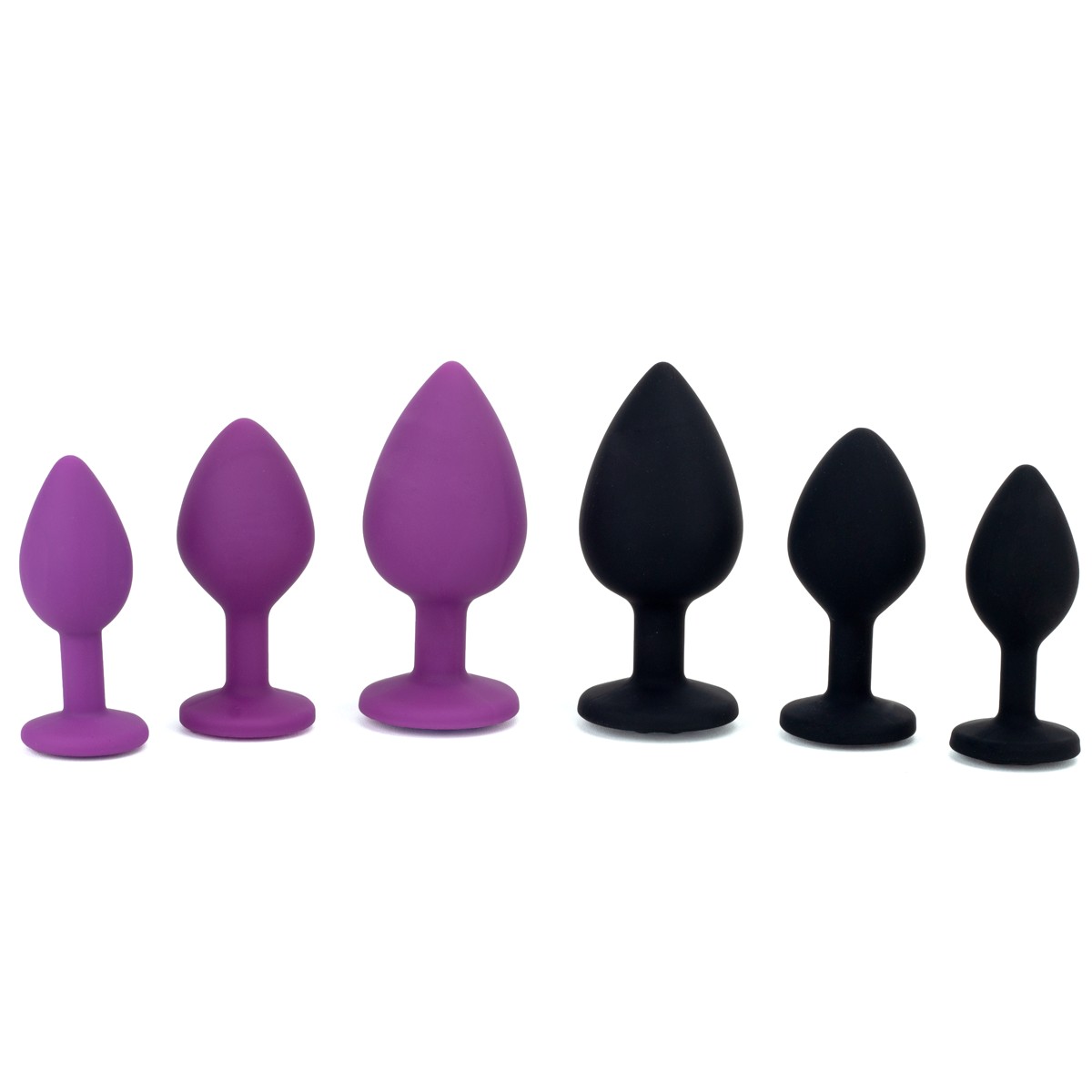Kit com 3 Tamanhos de Plug Anal em Silicone com Joia na Base - Adão & Eva | Disponível em 2 Cores - 3