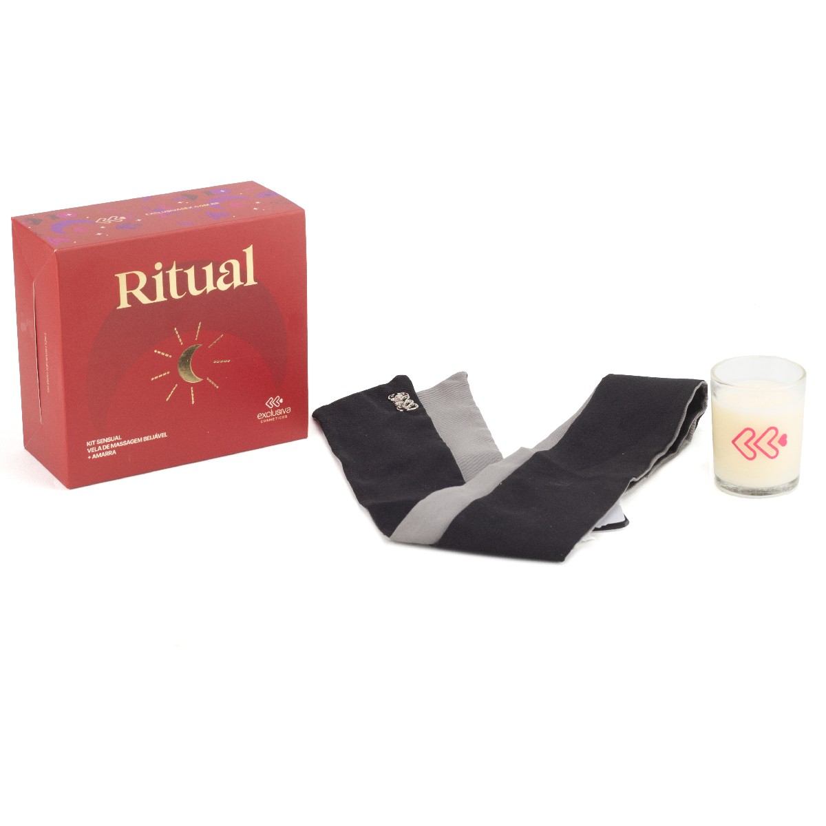 Kit com Amarra e Vela para Massagem Corporal Beijável - Exclusiva Ritual | Disponível em 2 Cores - 2
