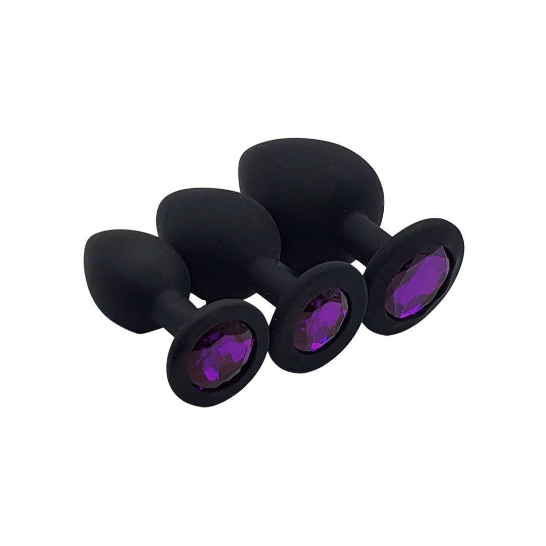 Kit Plug Anal em Silicone com Tamanhos Diferentes e Joia em sua Base - Seamless Butt Plug Starting Kit | Disponível em 8 Cores - 14