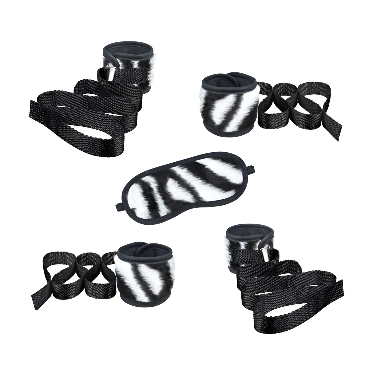 Kit Bondage em Pelúcia com Algemas, Tornozeleiras e Venda - La Pimienta Sado | Disponível em 5 Cores - 5
