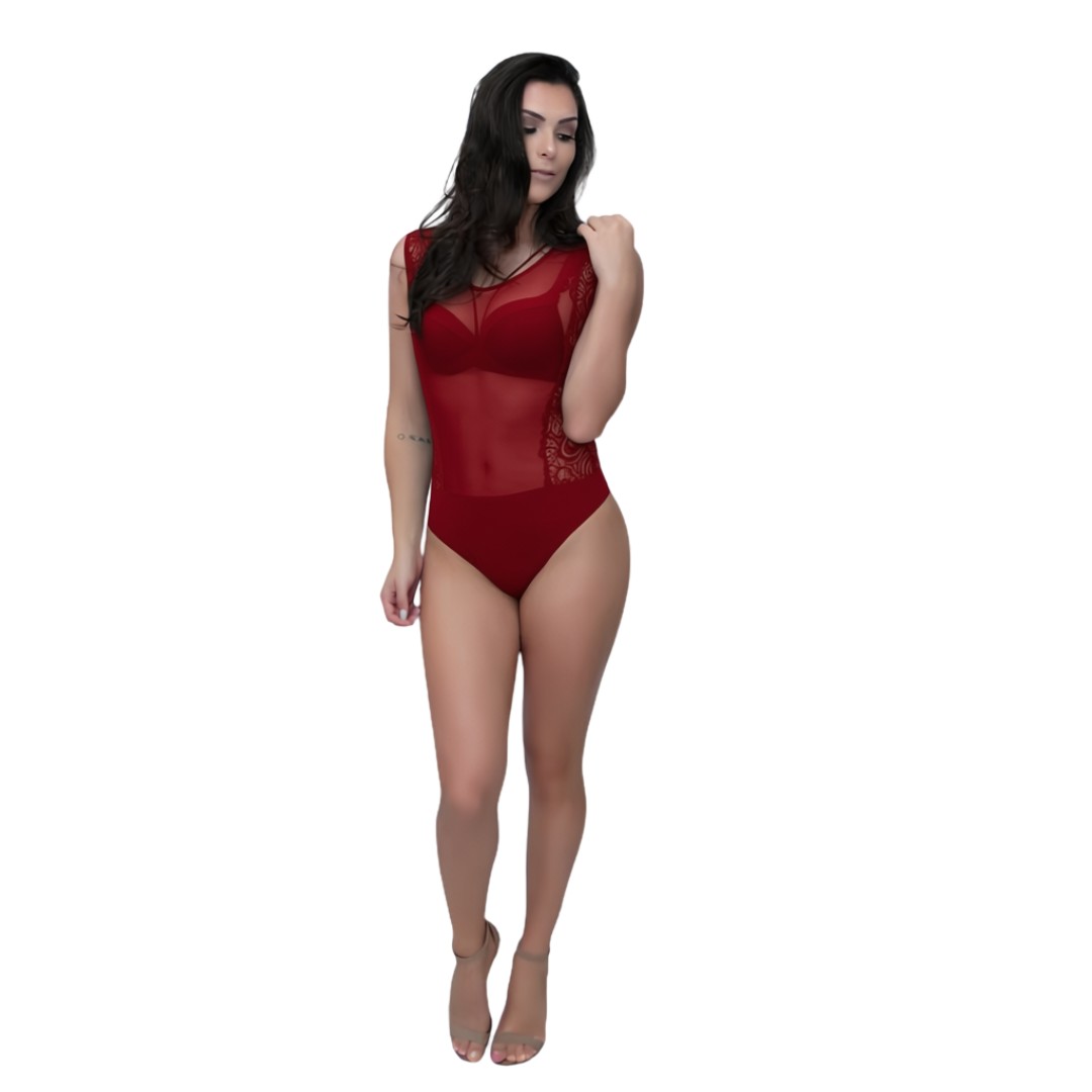 Lingerie Chamour - Body Tule e Renda | Disponível em 4 Cores e 4 Tamanhos - 7