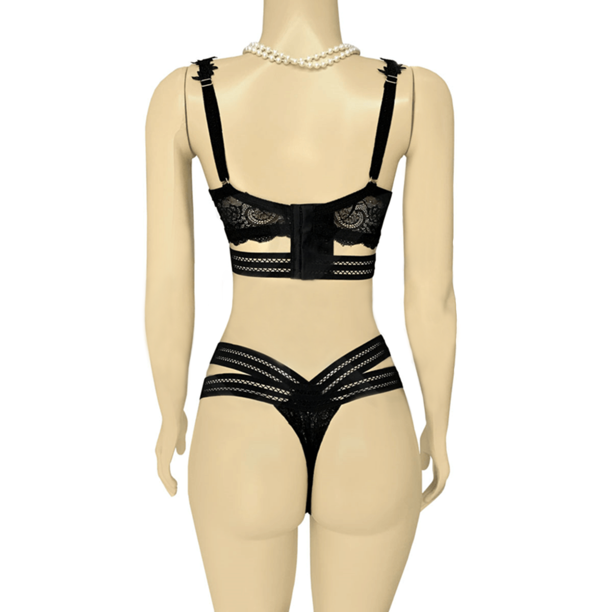 Conjunto em Tule Bordado e Renda - Lingerie Flor da Rosa | Disponível em 3 Cores e 5 Tamanhos - 5