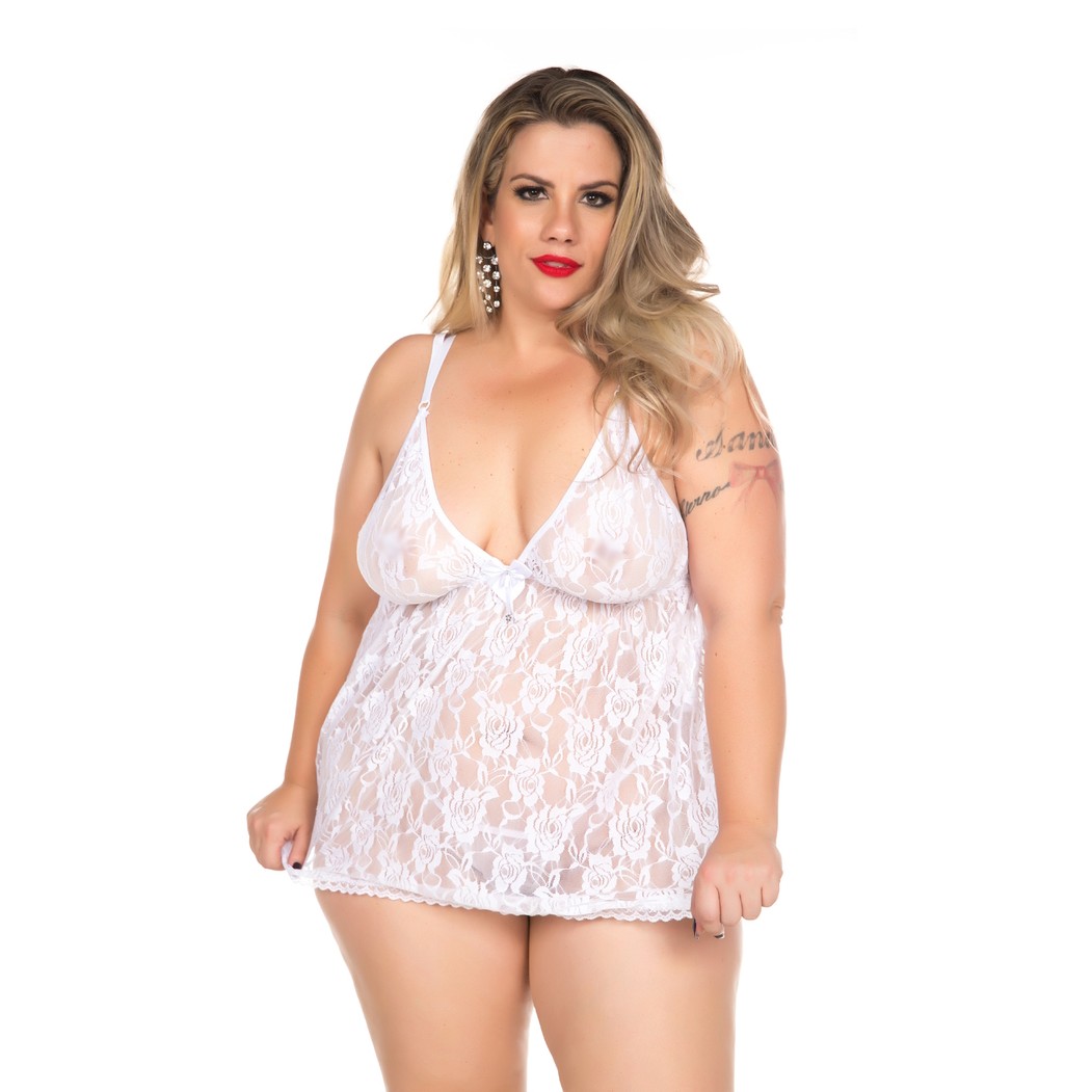 Camisola Renda Fechada - Pimenta Sexy Lingerie | Tamanho Plus Size | Disponível em 3 Cores - 3