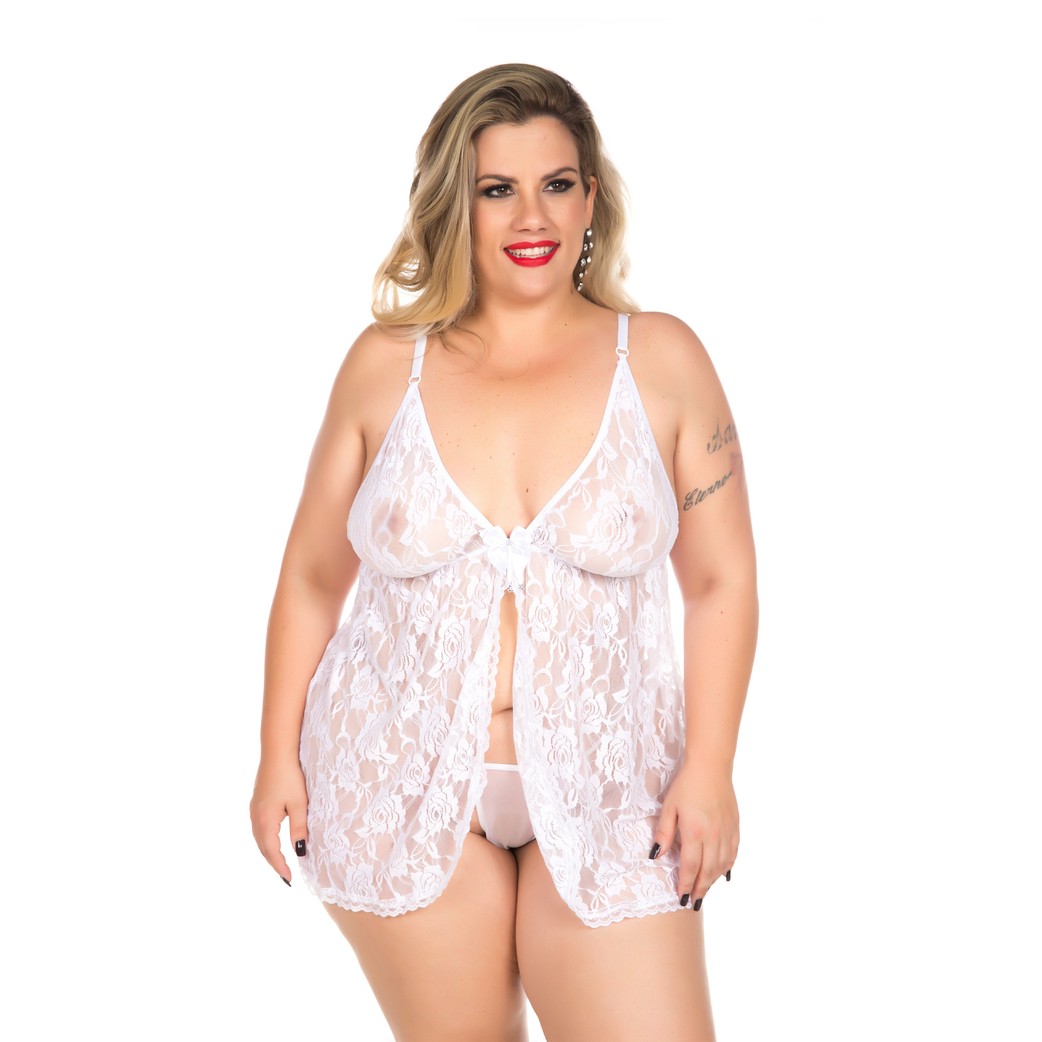 Camisola Renda Aberta - Pimenta Sexy Lingerie | Tamanho Plus Size | Disponível em 3 Cores - 3