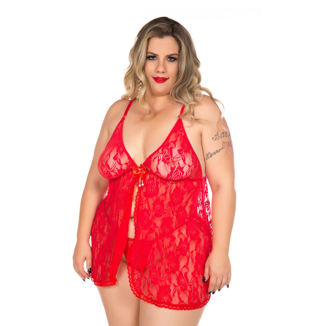 Camisola Renda Aberta - Pimenta Sexy Lingerie | Tamanho Plus Size | Disponível em 3 Cores - 5