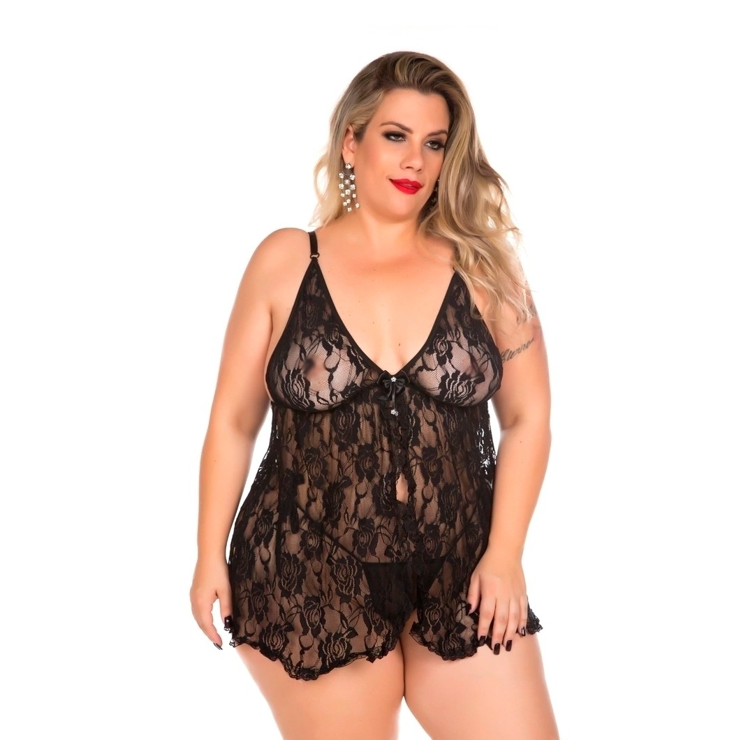 Camisola Renda Aberta - Pimenta Sexy Lingerie | Tamanho Plus Size | Disponível em 3 Cores - 1