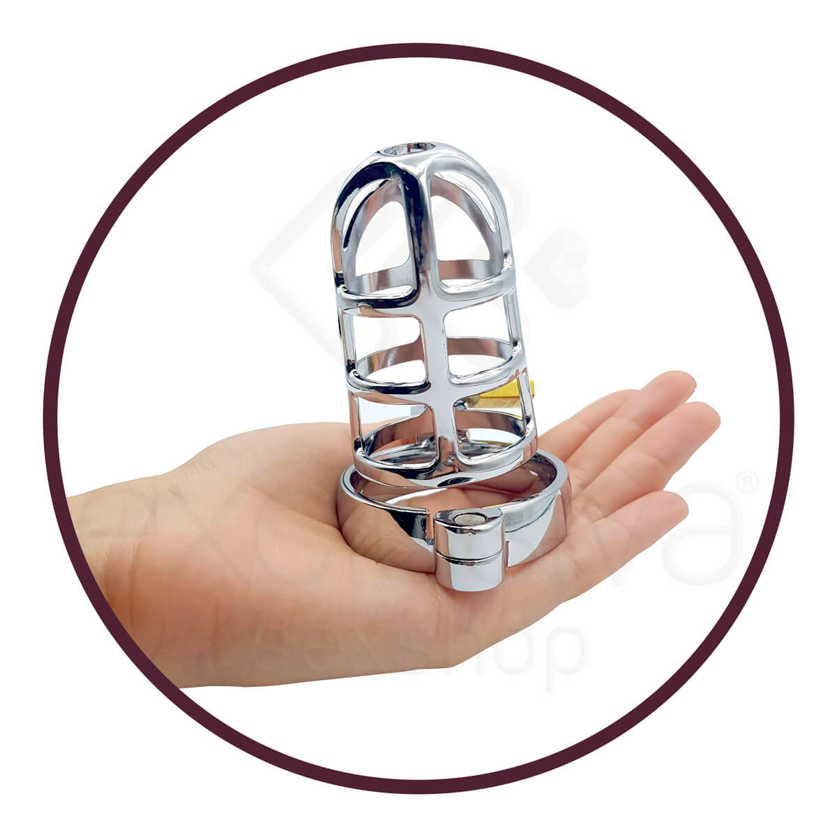 Lovetoy - Cinto de Castidade Masculino em Aço com Grade e Anel para Escroto - 9,2 x 4,1 cm - 3
