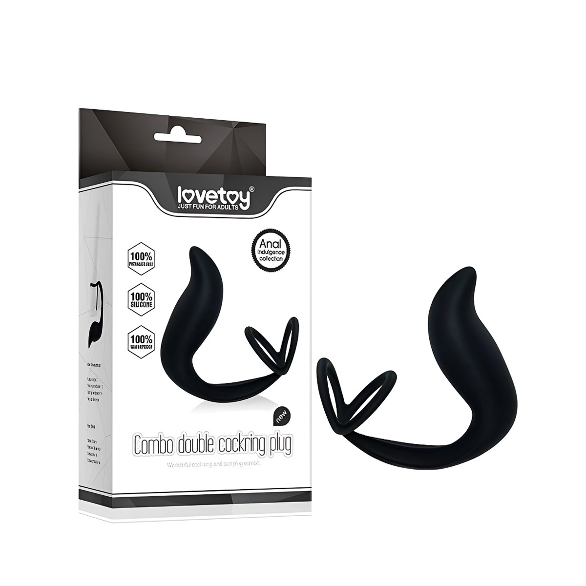 Estimulador de Próstata com Anel Duplo - Lovetoy Combo Double Cockring Plug | 7,9 x 3,4 cm - 2