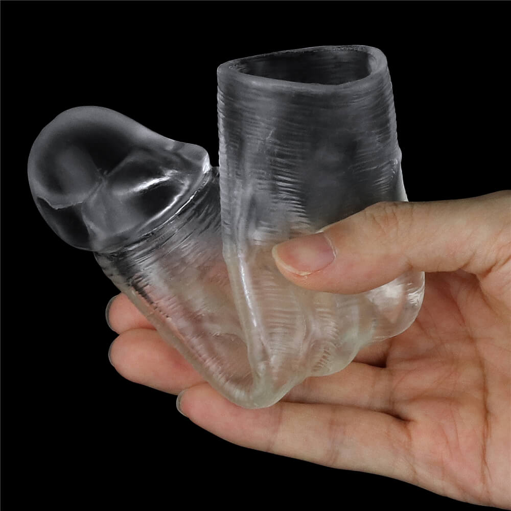 Capa Peniana Realística em Jelly Transparente - Lovetoy Flawless Clear +1 | 15 x 3,5 cm - 4