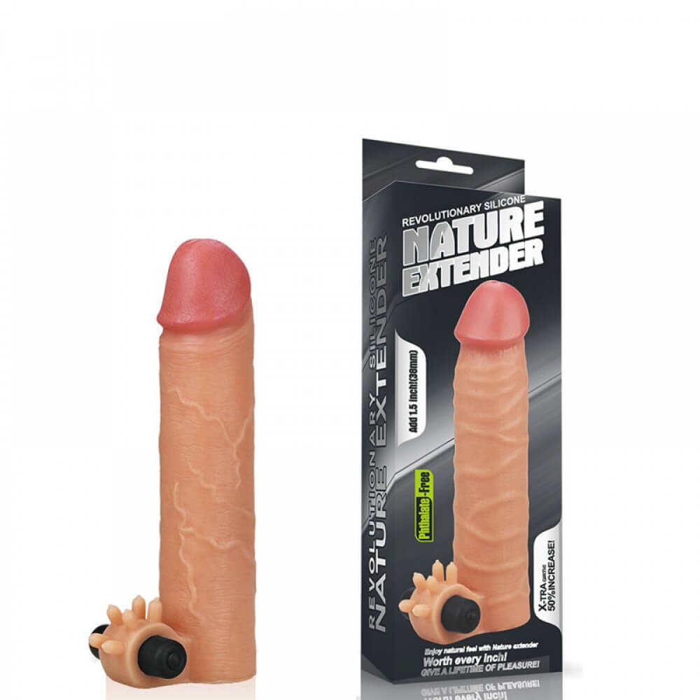 Capa Peniana Extensora com Preenchimento na Ponta, Estimulador de Clítoris e Vibração Única e Potente - Lovetoy Nature Extender | 13,5 x 2,5 cm | Disponível em 2 Cores - 3