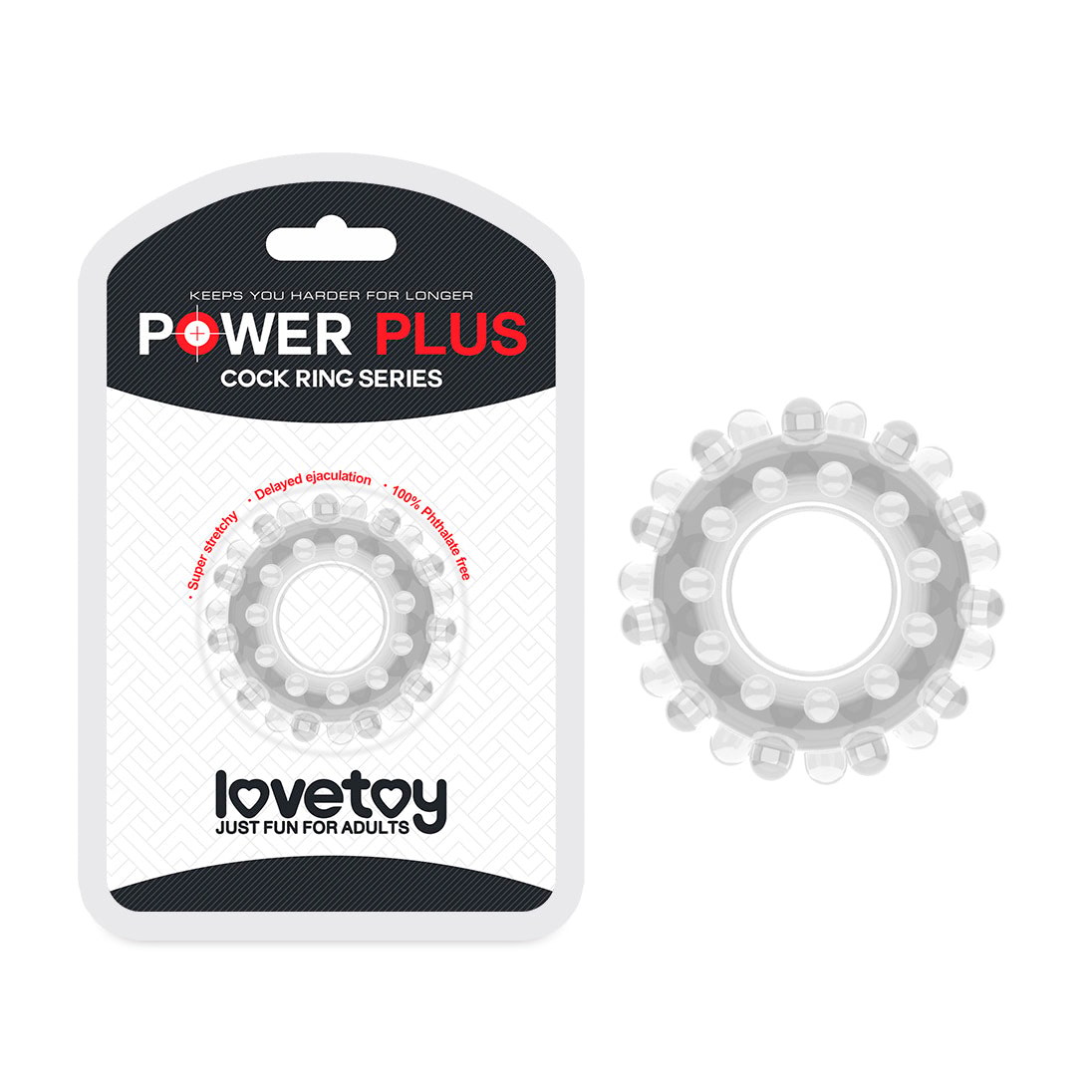 Anel Peniano em TPE com Esferas Massageadoras - Lovetoy Power Plus | Disponível em 2 Cores - 1