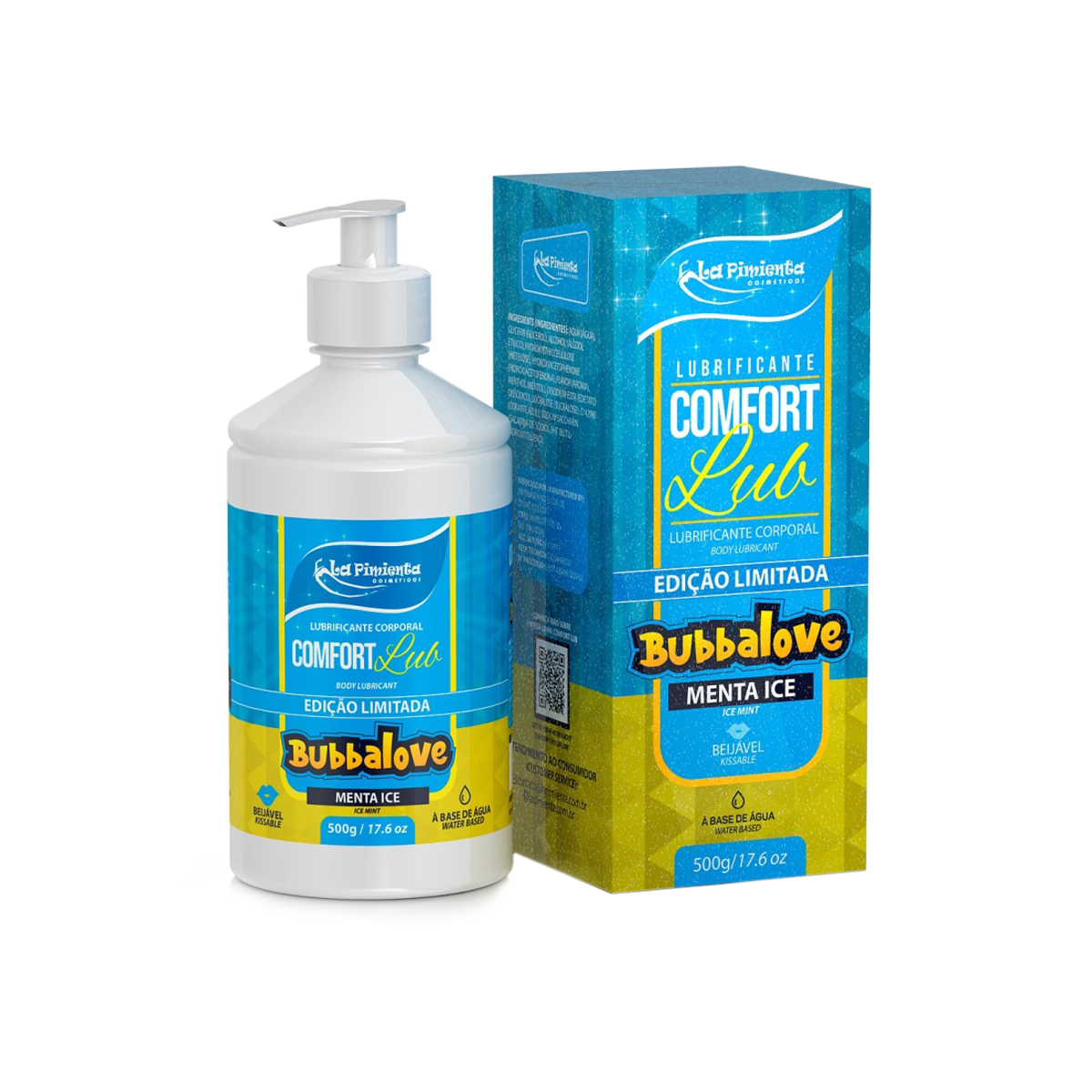 Lubrificante Corporal à Base de Água Beijável - Confort Lub Bubbalove | 500g | Disponível em 2 Sabores - 3
