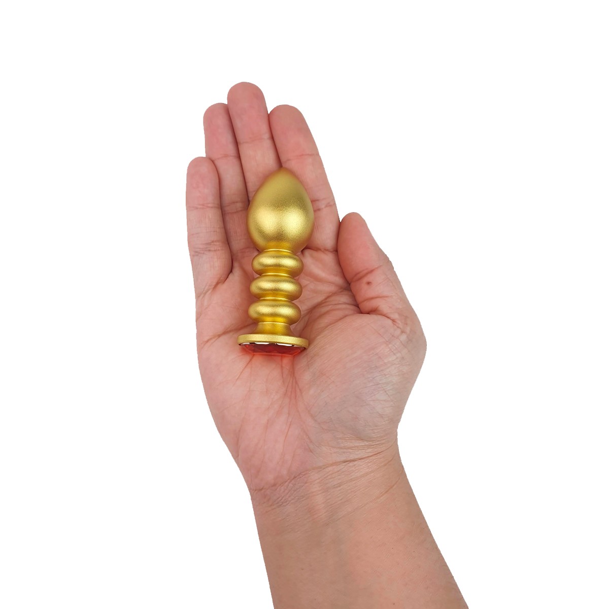 Plug Anal "P" no Formato Escalonado, Dourado e Fosco com Detalhe de Joia - Lust Metal Anal Screw | 7,7 x 2,8 cm | Disponível em 10 Cores - 14