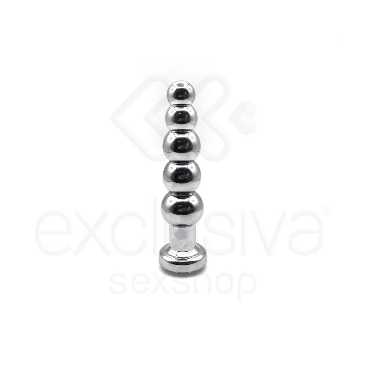 Lust Metal Silver Hard - Plug Anal Anatômico com 5 Esferas em Metal com Joia na Base | Cor: Transparente - 2