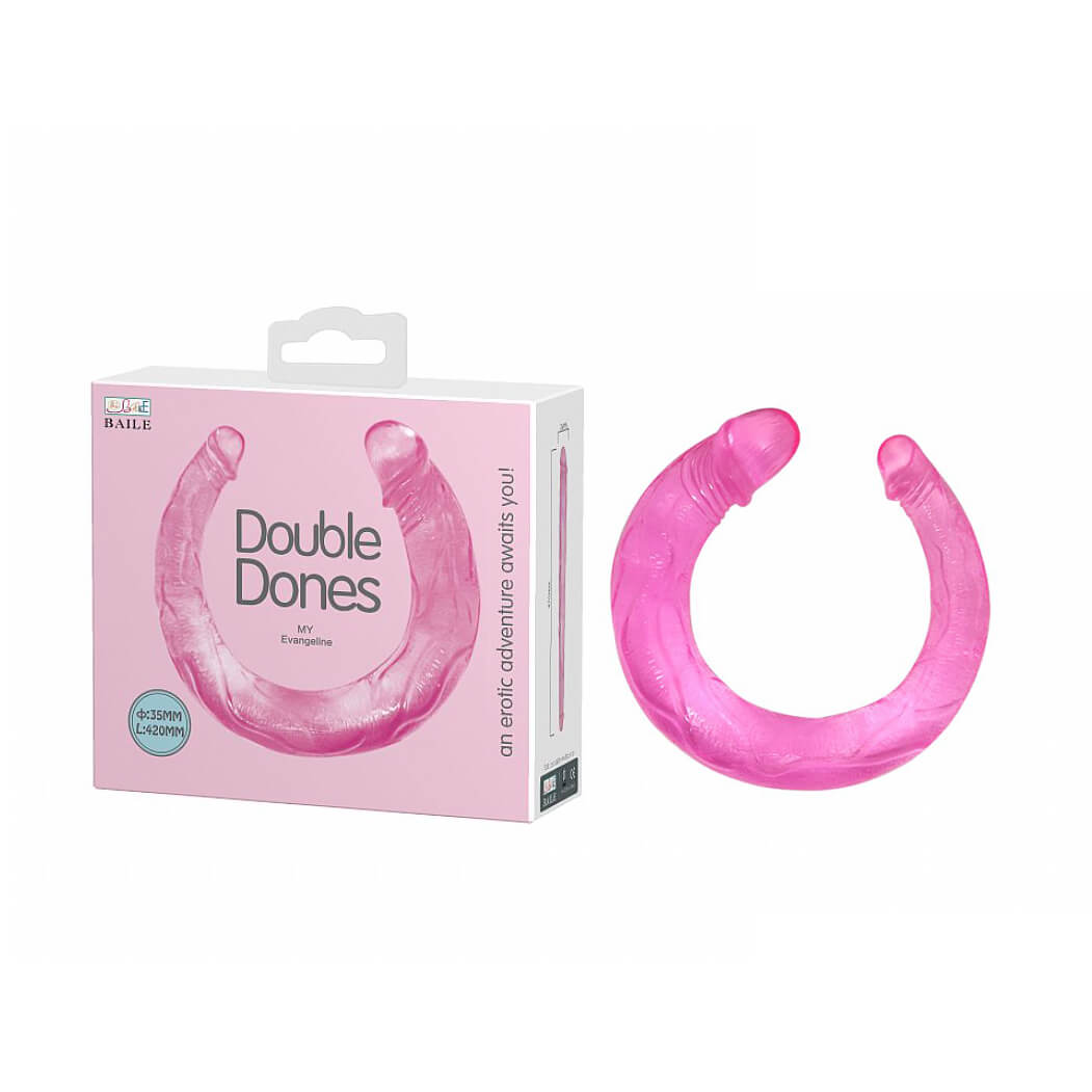 Prótese Dupla em Formato de Pênis Realístico com Glandes e Veias em Jelly - Lybaile Double Dones | Disponível em 2 Cores - 5