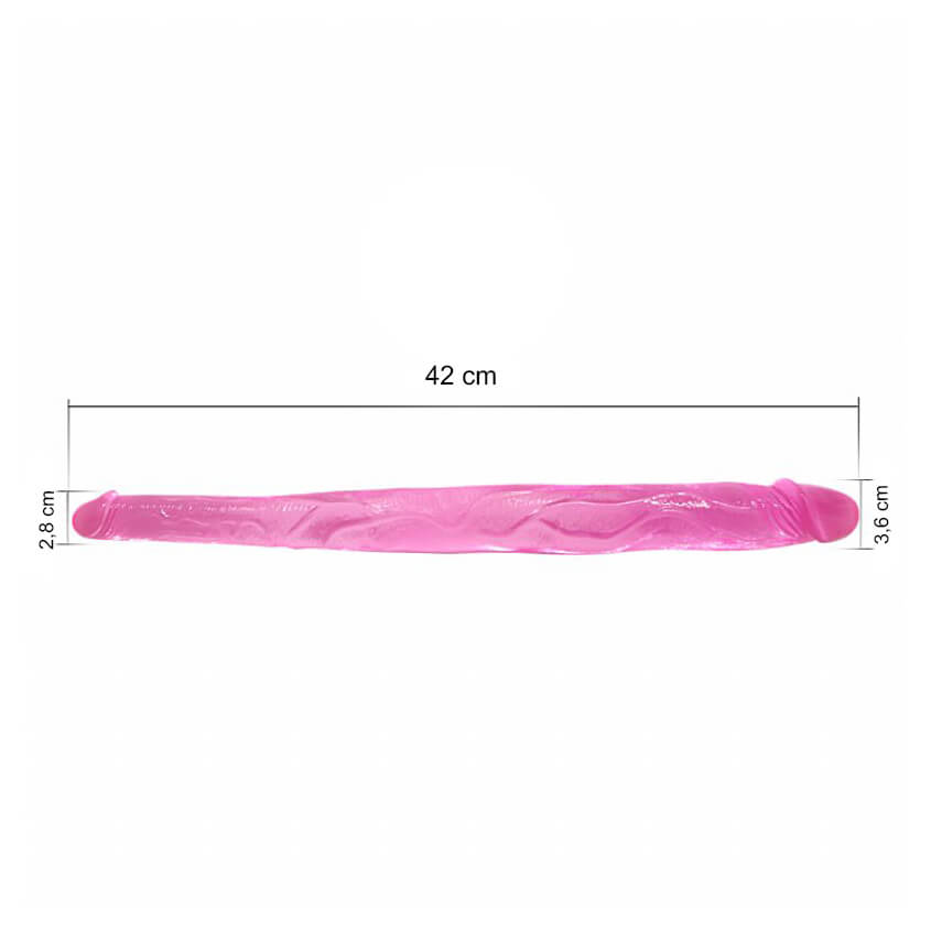 Prótese Dupla em Formato de Pênis Realístico com Glandes e Veias em Jelly - Lybaile Double Dones | Disponível em 2 Cores - 8