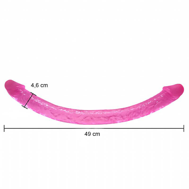 Prótese Dupla em Formato de Pênis Realístico com Glandes e Veias em Jelly - Lybaile Double Dones | 49 x 4,6 cm | Disponível em 2 Cores - 5