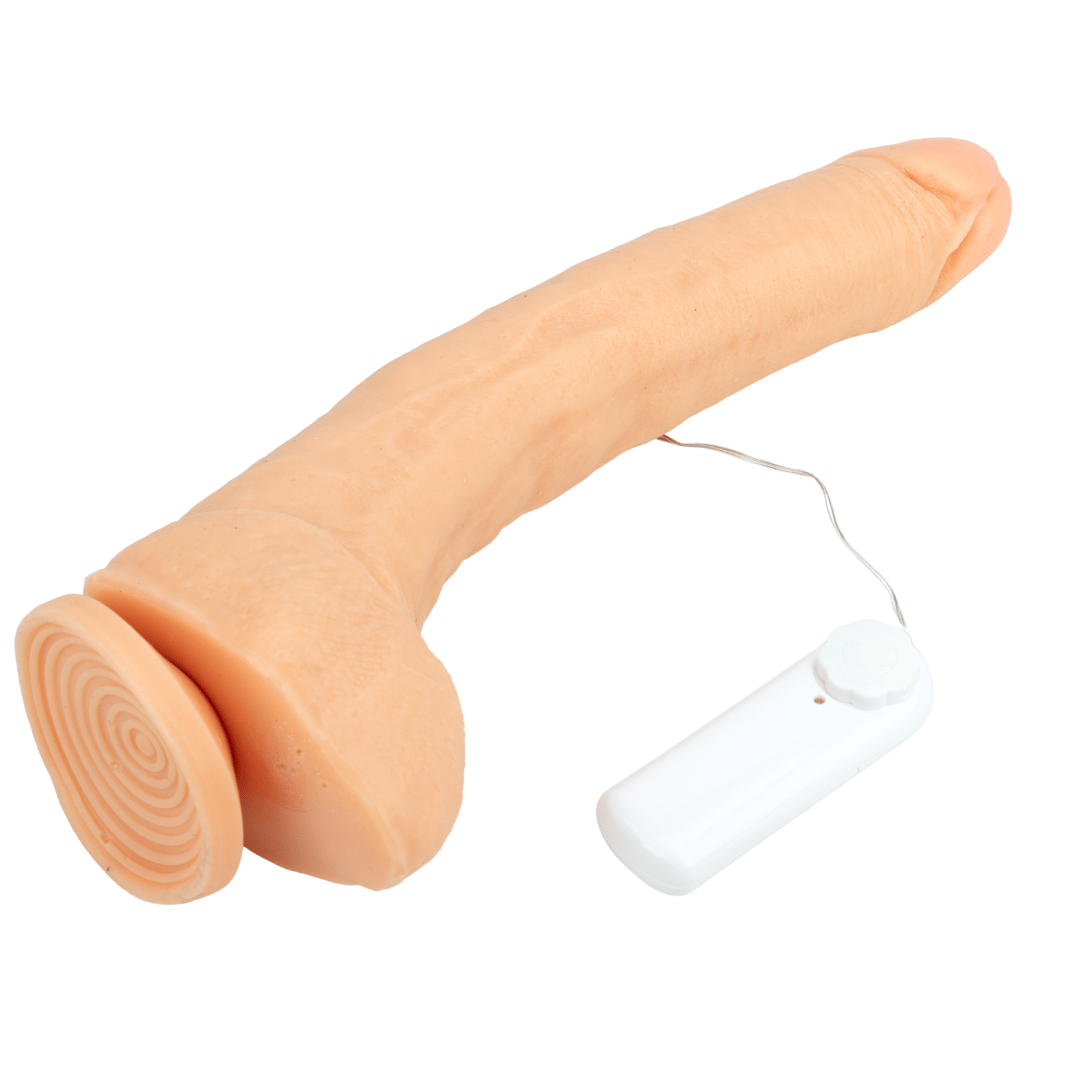 Prótese em Formato de Pênis com Saliências, Escroto, Ventosa e Multivelocidade - 25,5 x 5 cm | Magic Sexy - 2