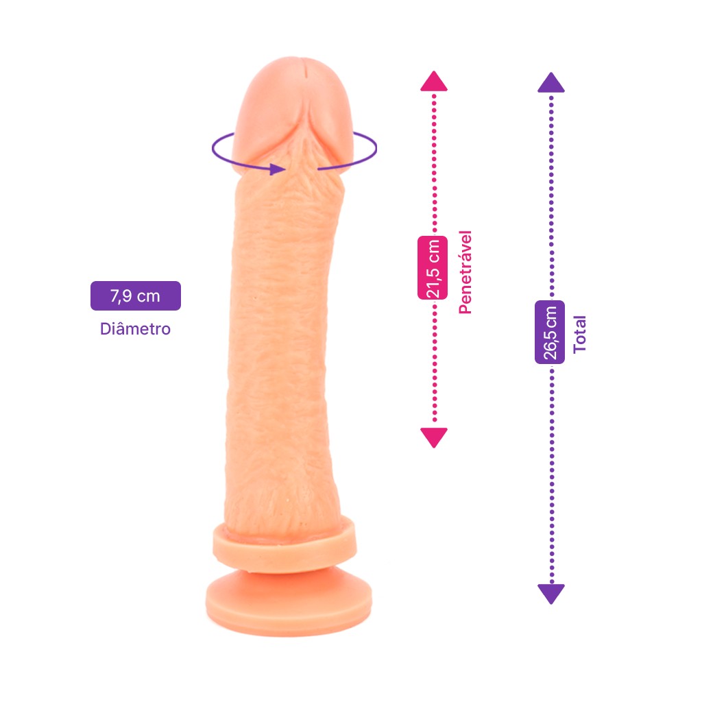 Prótese Peniana Realística com Glande Definida e Ventosa - Magic Sexy | 21,5 x 5 cm - 2