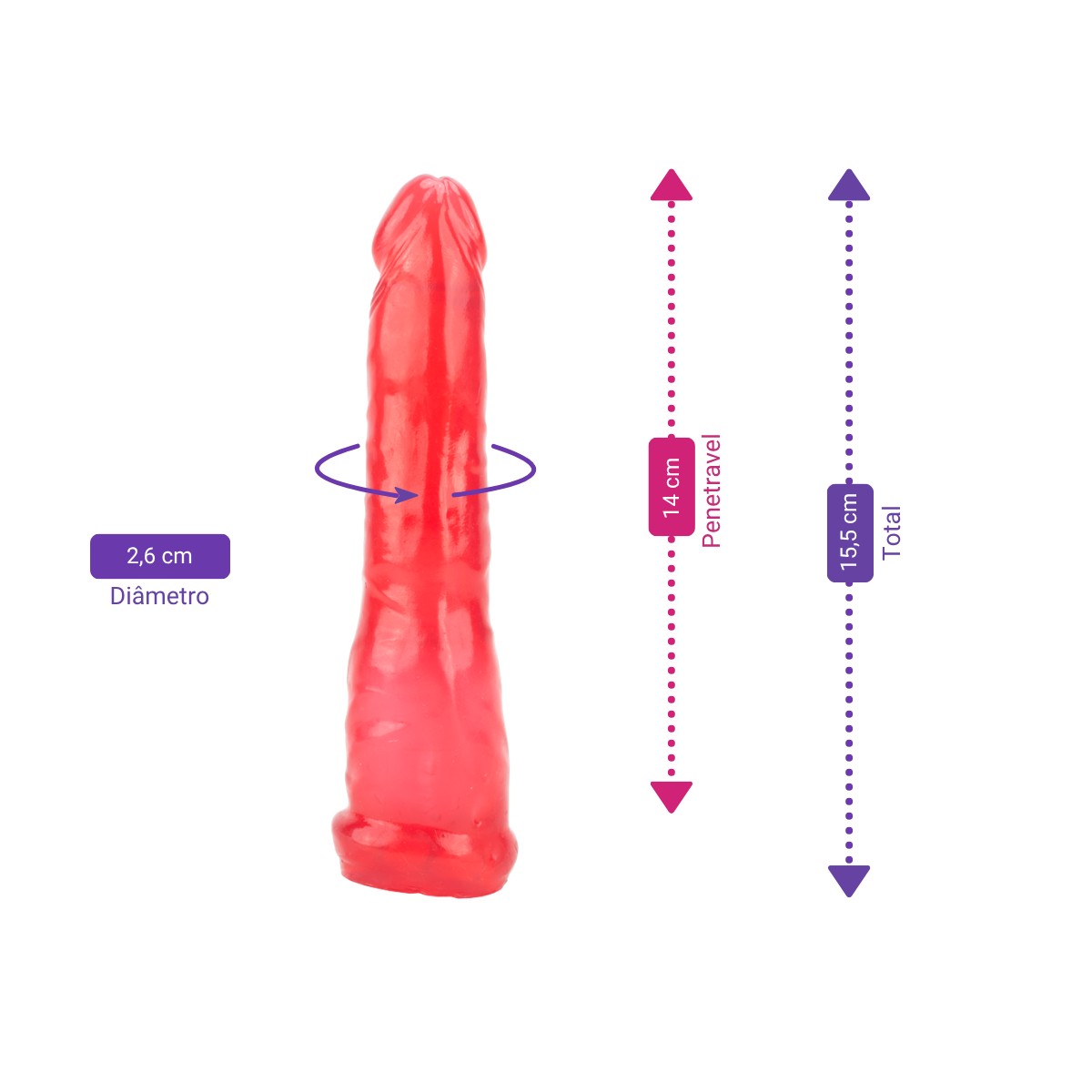 Prótese Realística em Jelly com Glande Definida, Vibração Multivelocidade e Controle Remoto com Fio - Magic Sexy | 14 x 2,6 cm | Disponível em 8 Cores - 2