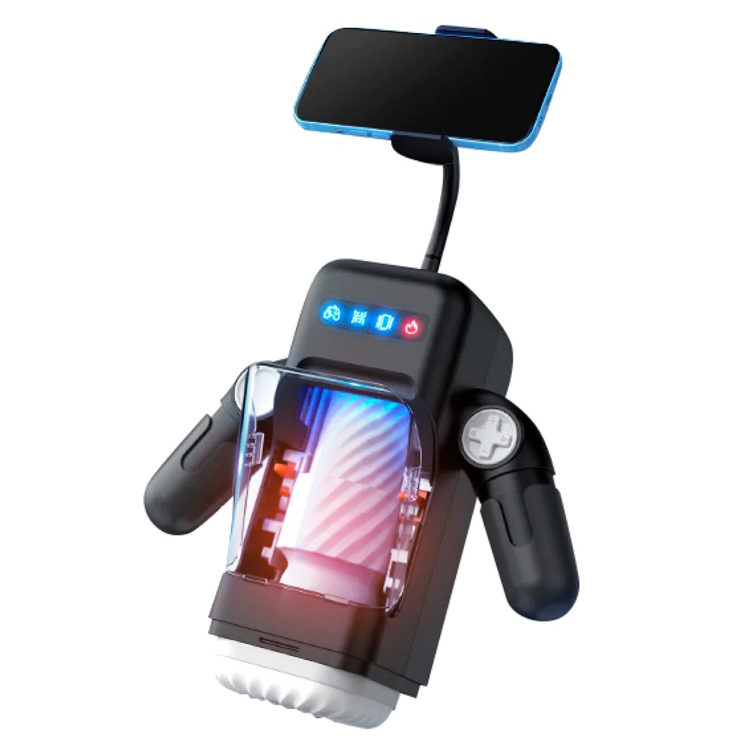 Masturbador em Formato de Robô com 10 Modos de Vibração, 8 Tipos de Movimentos, Função de Aquecimento e Suporte para Celular - Disponível em 2 Cores - 2