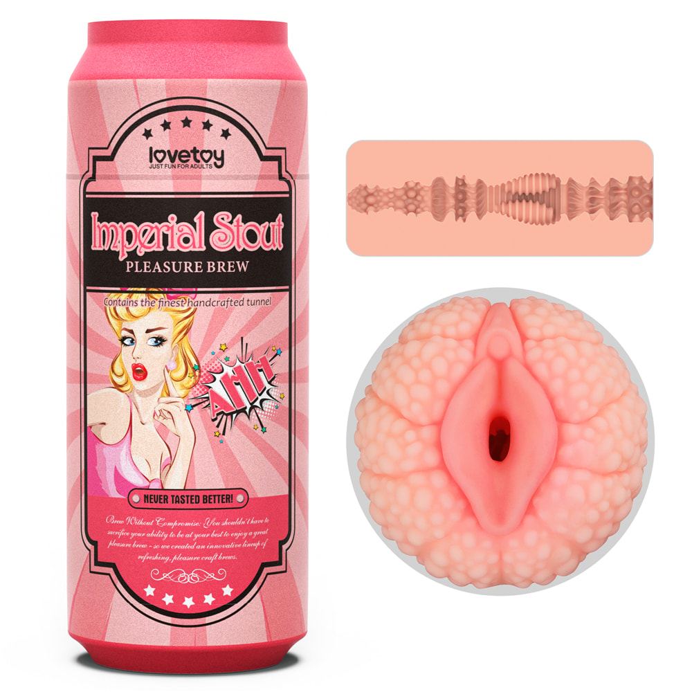 Masturbador Cerveja de Lata Com Formato de Vagina em TPE e Texturas Externas - Lovetoy Pleasure Brew | 16 x 3 cm | Disponível em 2 Cores - 1
