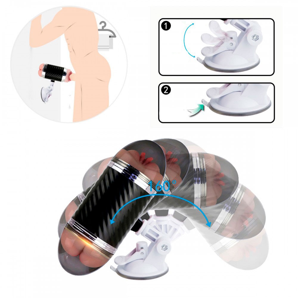 Masturbador Duplo que Simula Sexo Vaginal e Anal com Texturas Interna e Ventosa - Double Entrance | 14,5 x 3 cm | Disponível em 2 Cores - 14