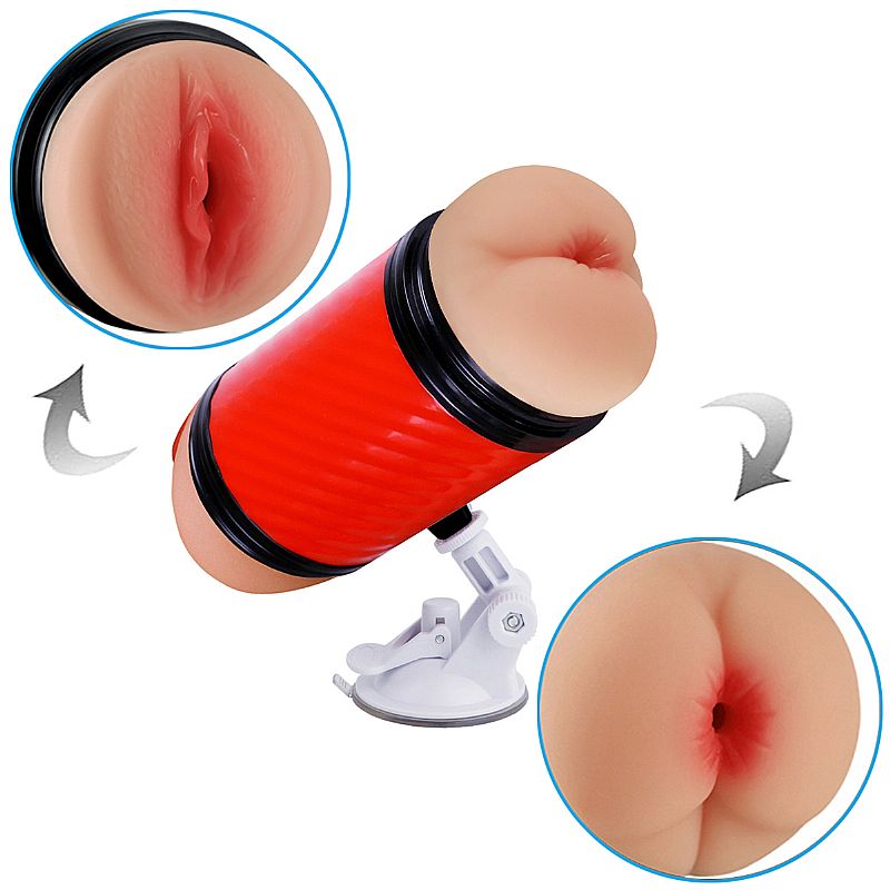 Masturbador Duplo que Simula Sexo Vaginal e Anal com Texturas Interna e Ventosa - Double Entrance | 14,5 x 3 cm | Disponível em 2 Cores - 3