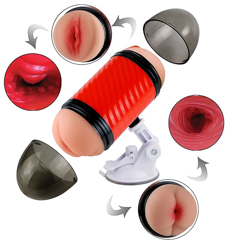 Masturbador Duplo que Simula Sexo Vaginal e Anal com Texturas Interna e Ventosa - Double Entrance | 14,5 x 3 cm | Disponível em 2 Cores - 4