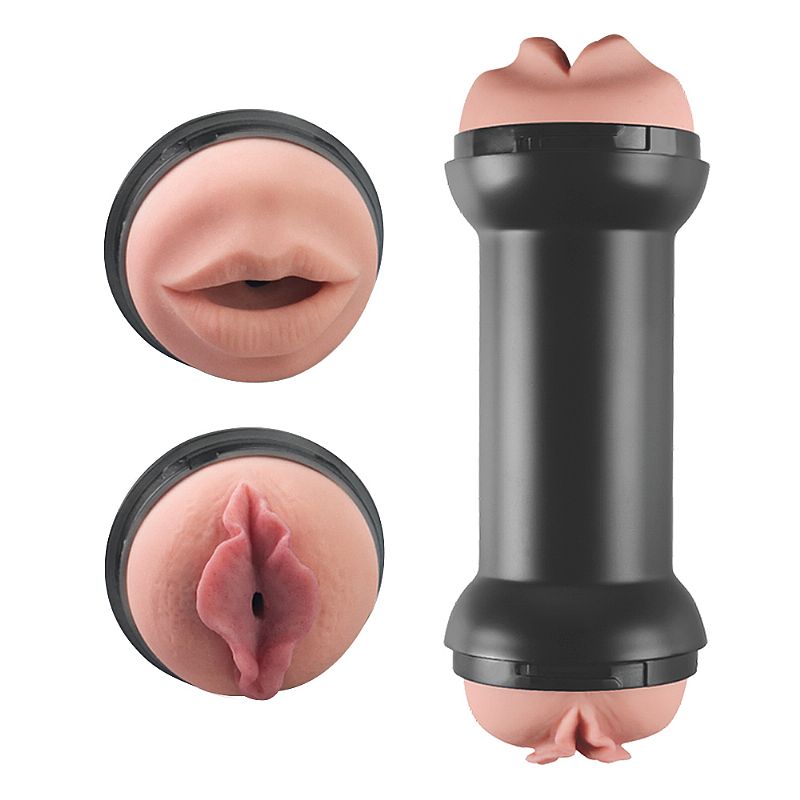 Masturbador em Formato de Halter com Vagina e Boca em TPR - Pulse Cocktails Personal Trainer | 21 x 3 cm - 2