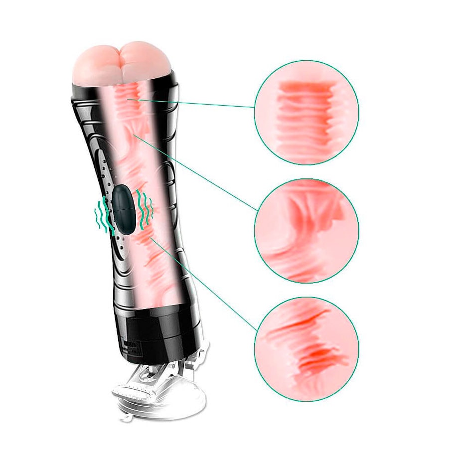 Masturbador Lanterna em Cyberskin com Forma de Ânus, Vibração Multivelocidade e Ventosa - Bussy Vibration | 15 x 3 cm - 4