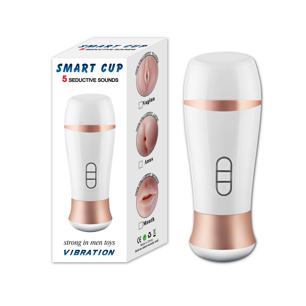 Masturbador Lanterna Recarregável com 5 Tipos de Gemidos e 10 Modos de Vibração - Smart Cup | 20 x 7,6 cm - 1
