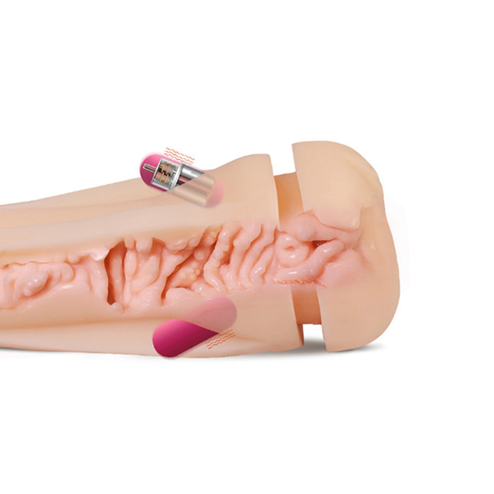 Masturbador Masculino no Formato de Copo com Vagina Realística em Cyberskin, Cerdas Internas, Ventosa e 36 Modos de Vibração - Me|yão - 13,5 x 4,8 cm - 4
