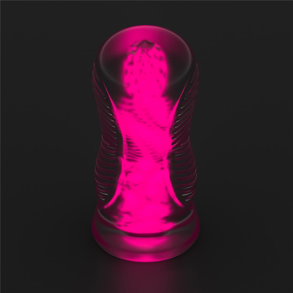 Masturbador em TPE Transparente com Efeito Fosforescente e Texturas - Lovetoy Lumino Play Pink Glow 6.0 | 14,7 x 3 cm - 5