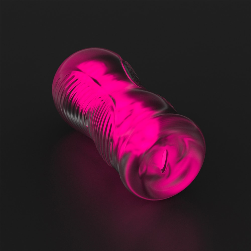 Masturbador em TPE Transparente com Efeito Fosforescente e Texturas - Lovetoy Lumino Play Pink Glow 6.0 | 14,7 x 3 cm - 6