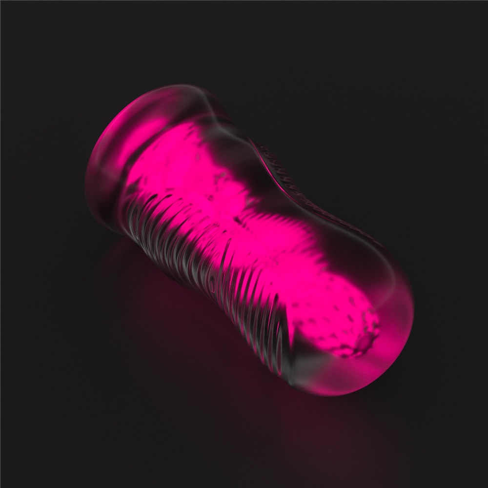 Masturbador em TPE Transparente com Efeito Fosforescente e Texturas - Lovetoy Lumino Play Pink Glow 6.0 | 14,7 x 3 cm - 7