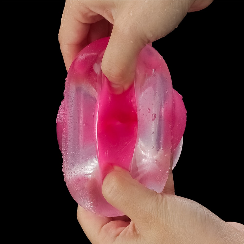 Masturbador em TPE Transparente com Efeito Fosforescente e Texturas - Lovetoy Lumino Play Pink Glow 6.0 | 14,7 x 3 cm - 9