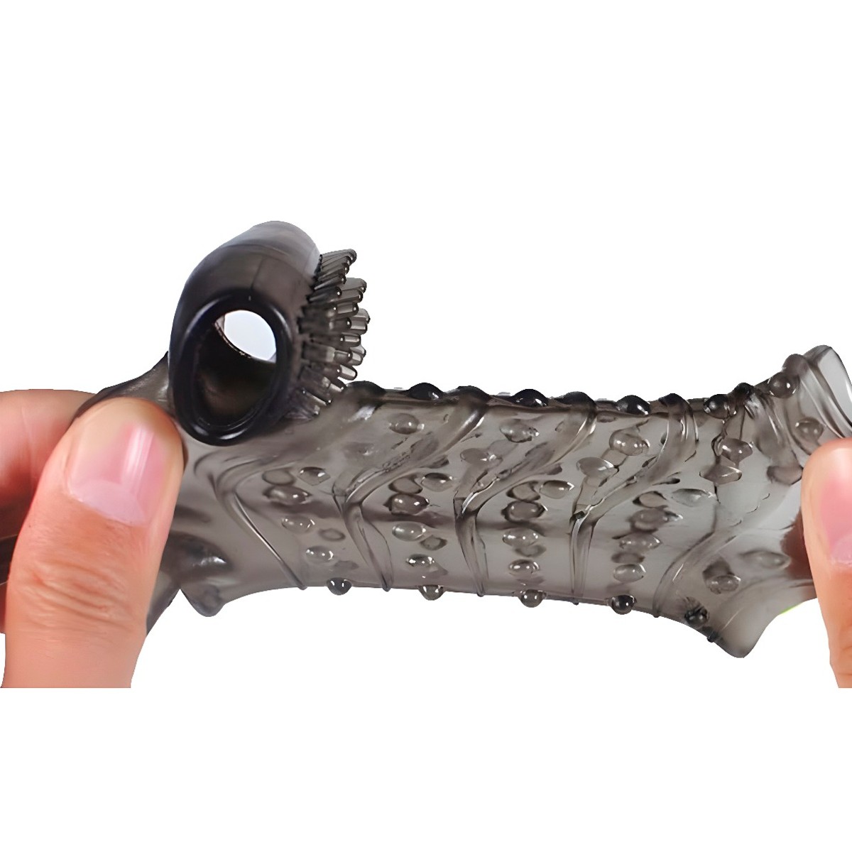 Meia Capa Peniana em Silicone com Anel para Escroto, Estimulador de Clítoris e Vibração Única - 6,6 x 3 cm - 5