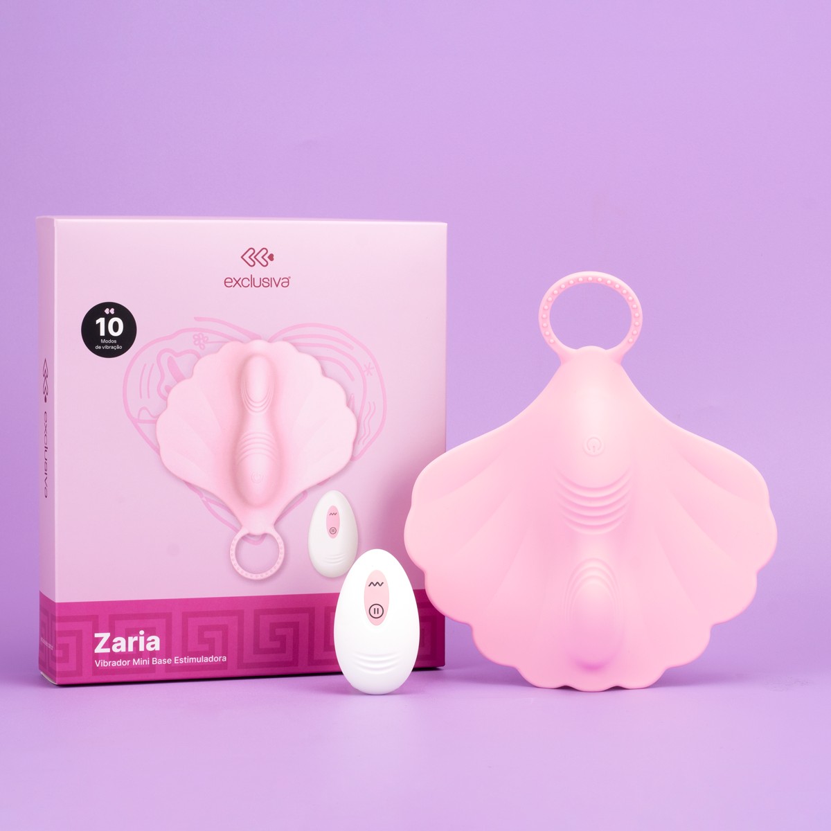 Mini Base Estimuladora no Formato de Concha em Silicone com 10 Modos de Vibração, Recarregável e Controle Remoto Sem Fio - Exclusiva Zaria | Disponível em 2 Cores - 6