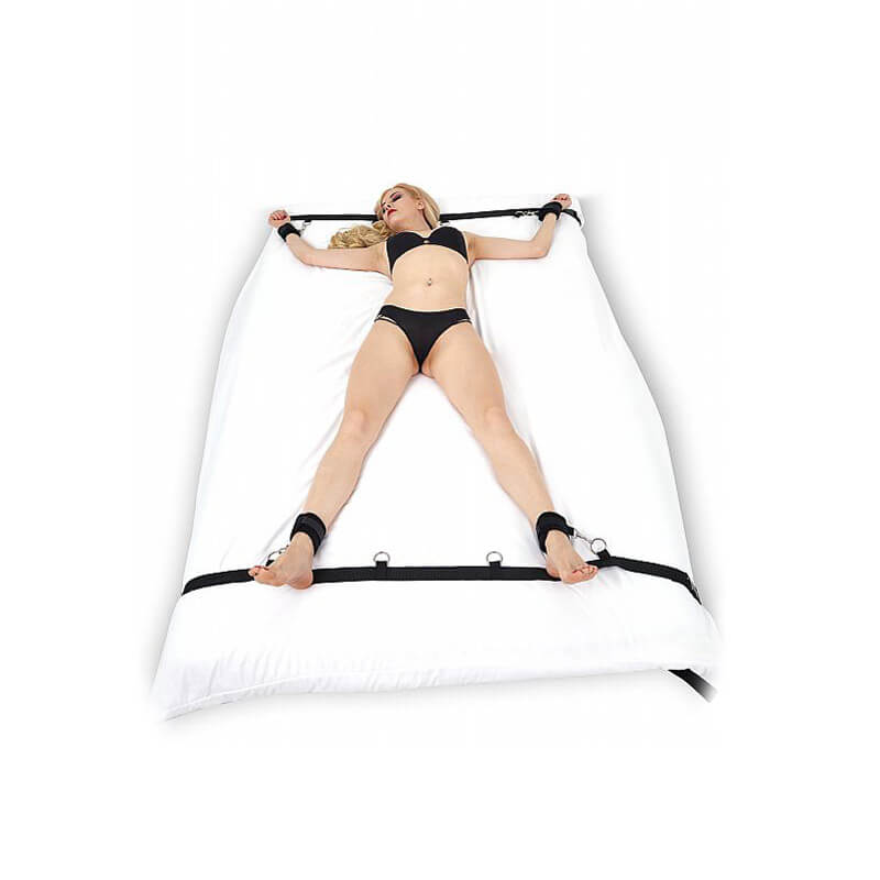 MJANU Bredroom Bondage - Kit Bondage com Par de Algemas e Tornozeleiras para Pulsos e Tornozelos com Distanciador - - 5