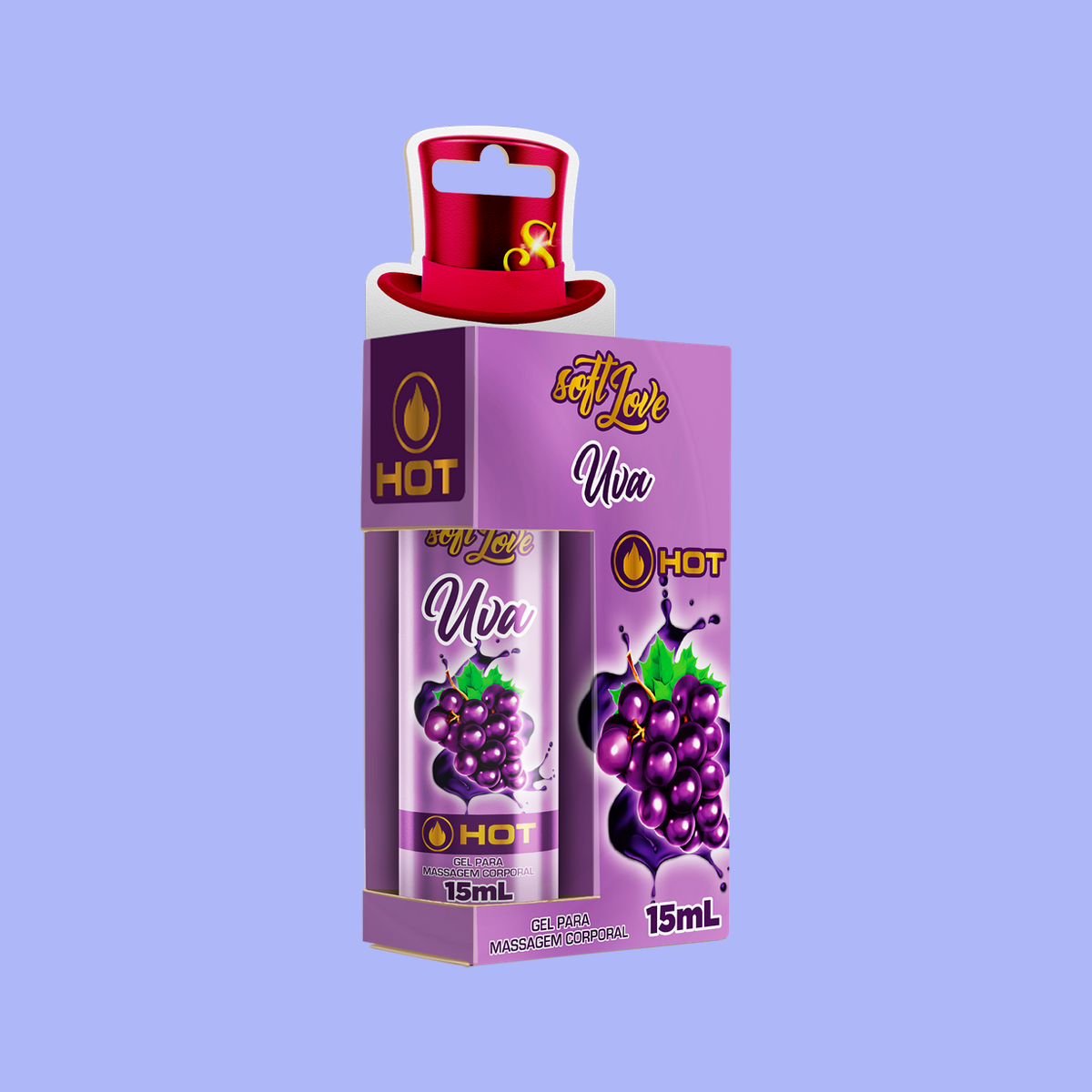Óleo Para Massagem Beijável com Efeito de Aquecimento - Soft Love Hot | 15 ml | Disponível em 5 Sabores - 5